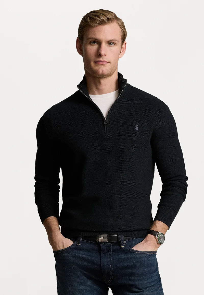 Knit Cotton Quarter-Zip Sweater