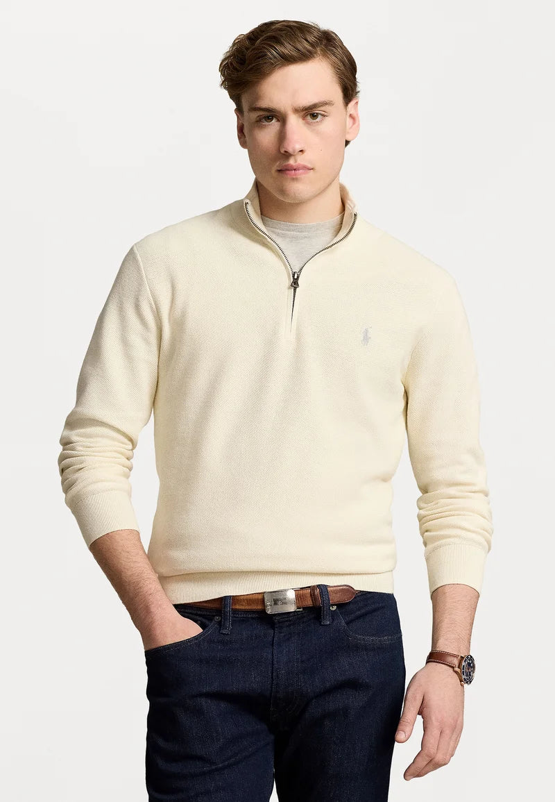 Knit Cotton Quarter-Zip Sweater